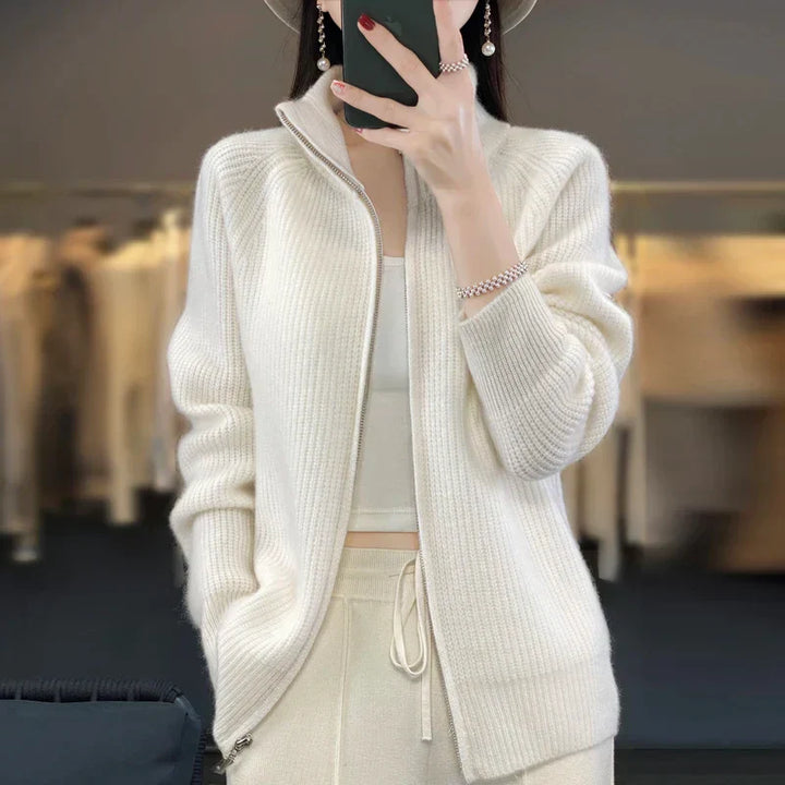 Lucyna | Elegancki damski dziergany sweter rozpinany z przodu