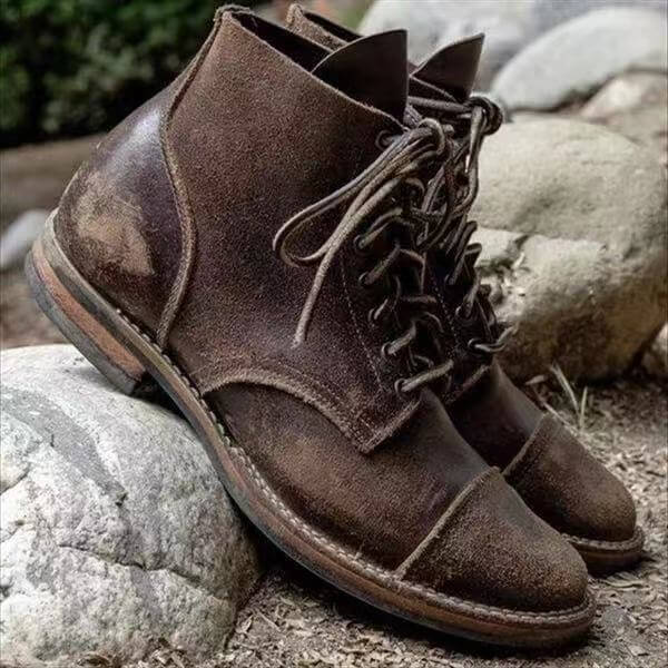 Karol | Męskie Skórzane Buty Robocze Sznurowane