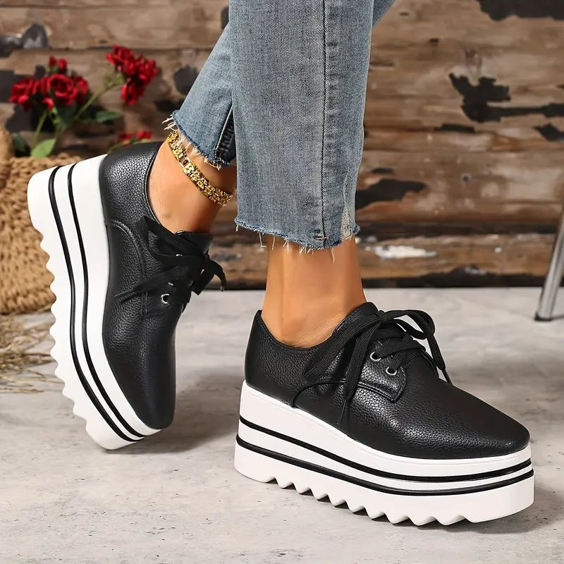 Bogumiła | Szykowne Damskie Białe Sneakersy na Platformie