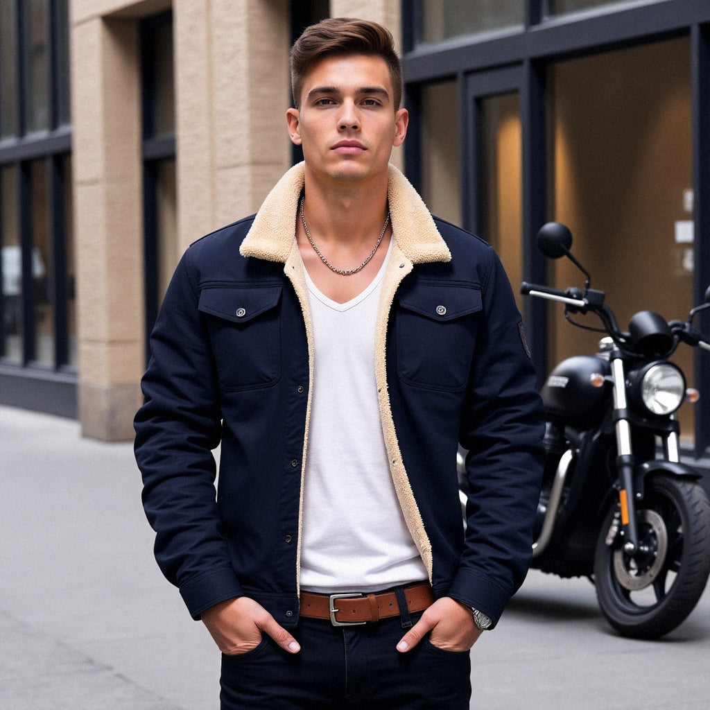 Zenon | Męska Kurtka Sherpa z Podszyciem Fleece