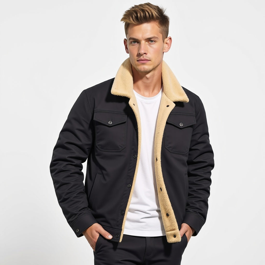 Zenon | Męska Kurtka Sherpa z Podszyciem Fleece