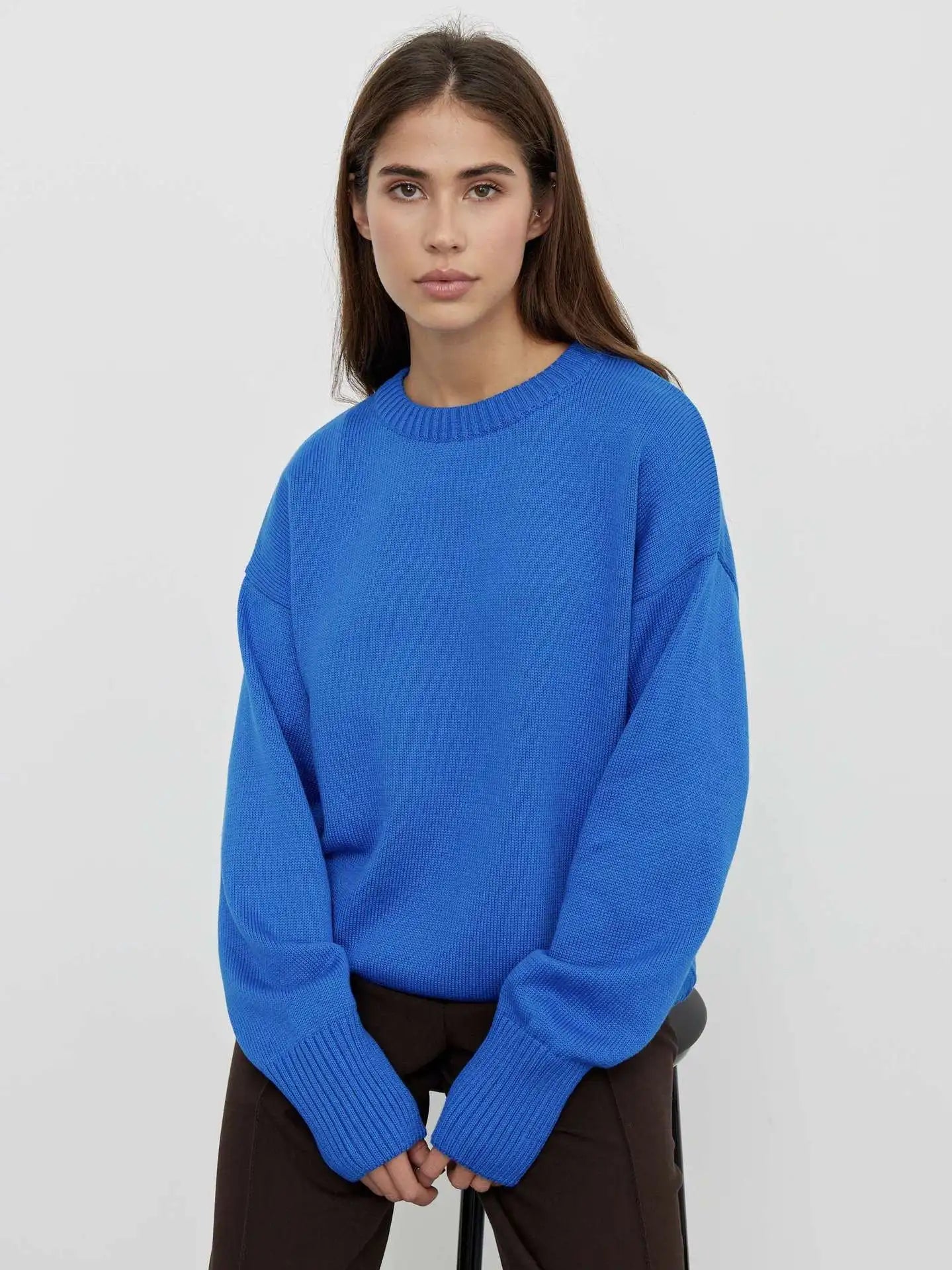 Dorota | Klasyczny damski sweter oversize z okrągłym dekoltem