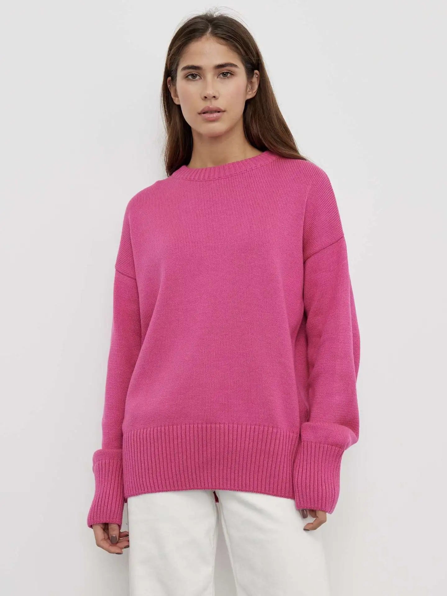 Dorota | Klasyczny damski sweter oversize z okrągłym dekoltem