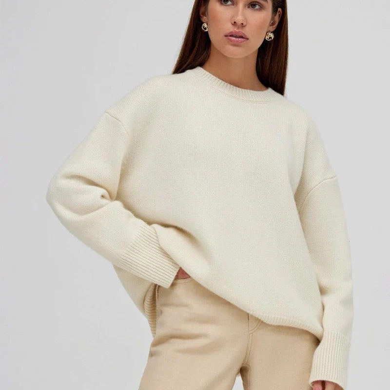 Dorota | Klasyczny damski sweter oversize z okrągłym dekoltem