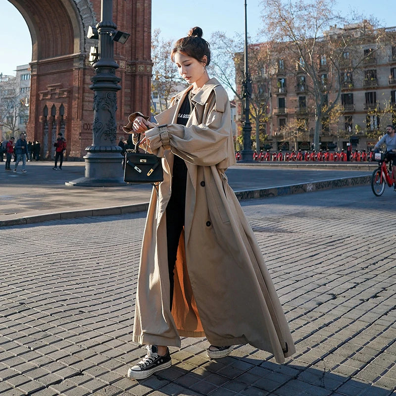 Bogumiła | Damski długi płaszcz streetwear o luźnym kroju