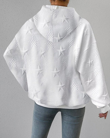 Zuzanna | Kobieta Teksturowany Wzór Oversized Krój Bluzy z Kapturem