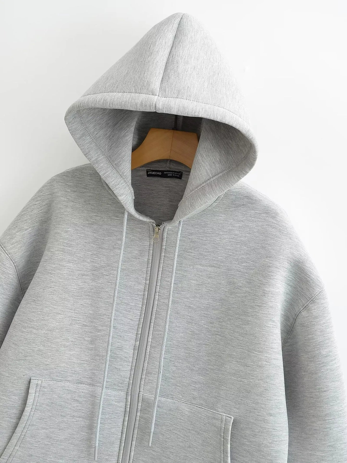Weronika | Kobieta Oversized Przednia Kieszeń Zamek Bluzy z Kapturem