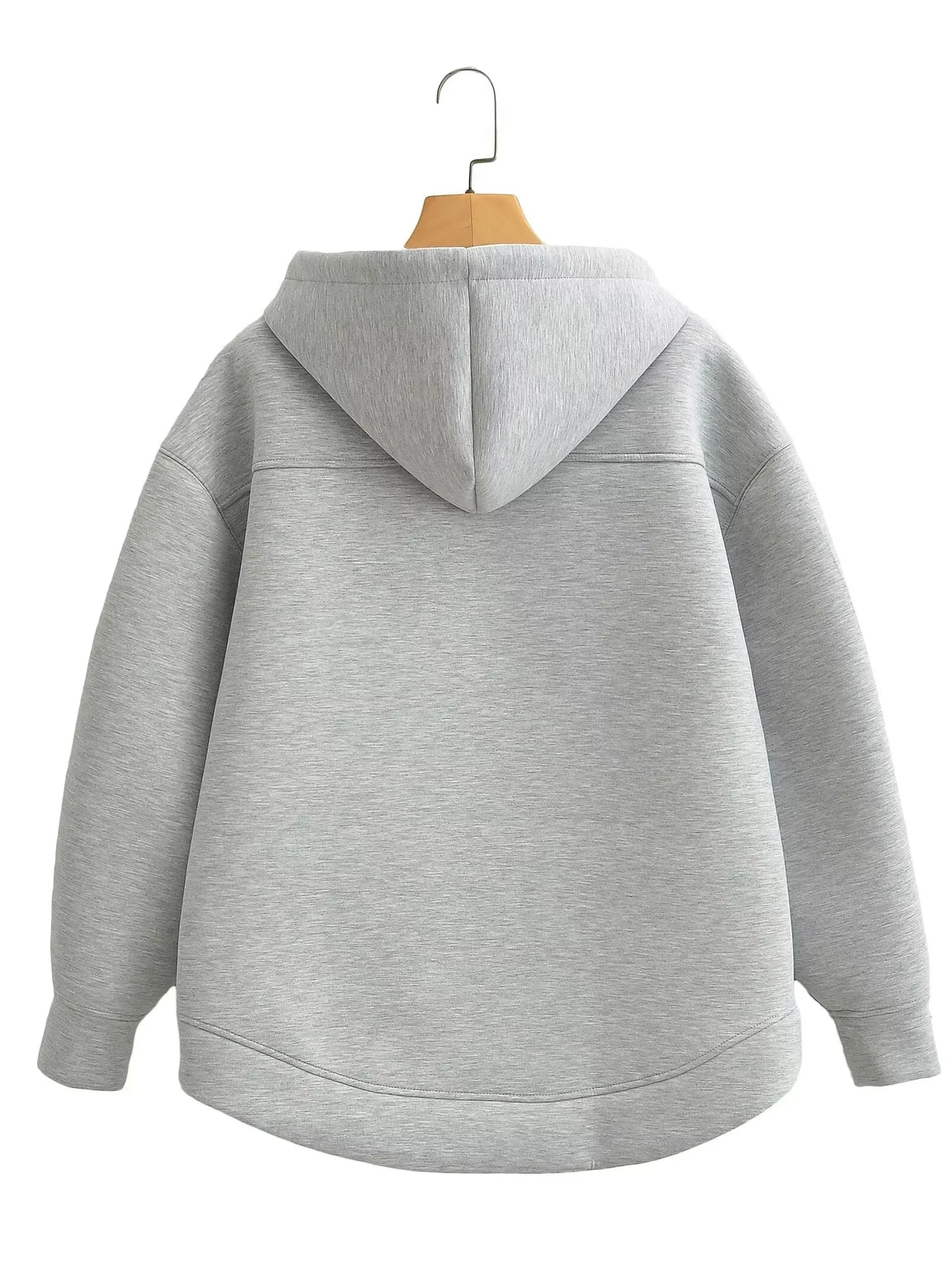 Weronika | Kobieta Oversized Przednia Kieszeń Zamek Bluzy z Kapturem