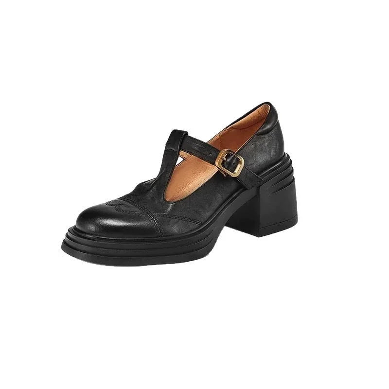 Joanna | Klasyczne Skórzane Buty T-Strap dla Kobiet