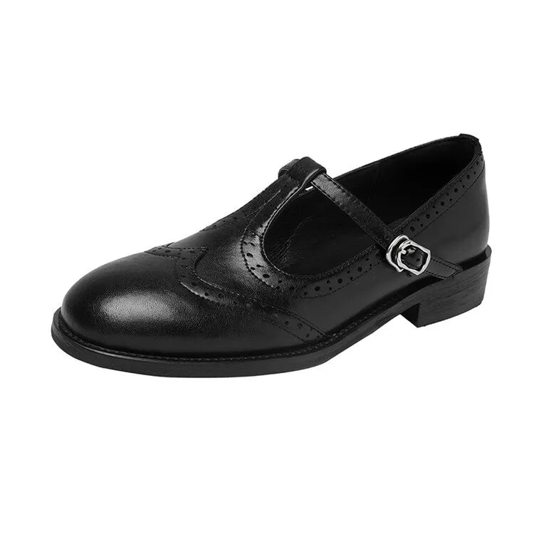 Wiktoria | Klasyczne Skórzane Buty T-Strap dla Kobiet