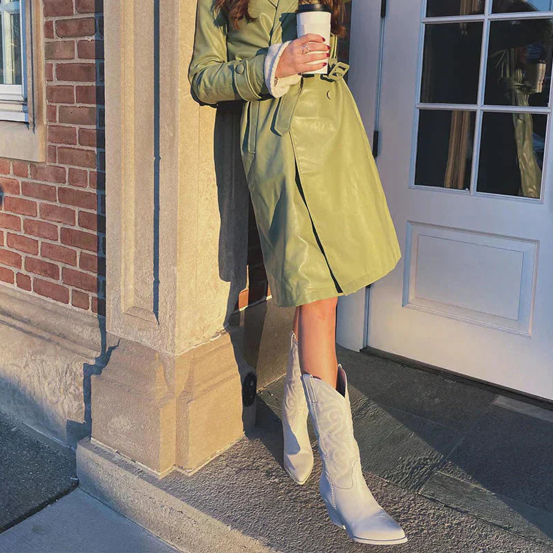 Małgorzata | Damskie Kowbojskie Buty na Obcasie w Stylu Western