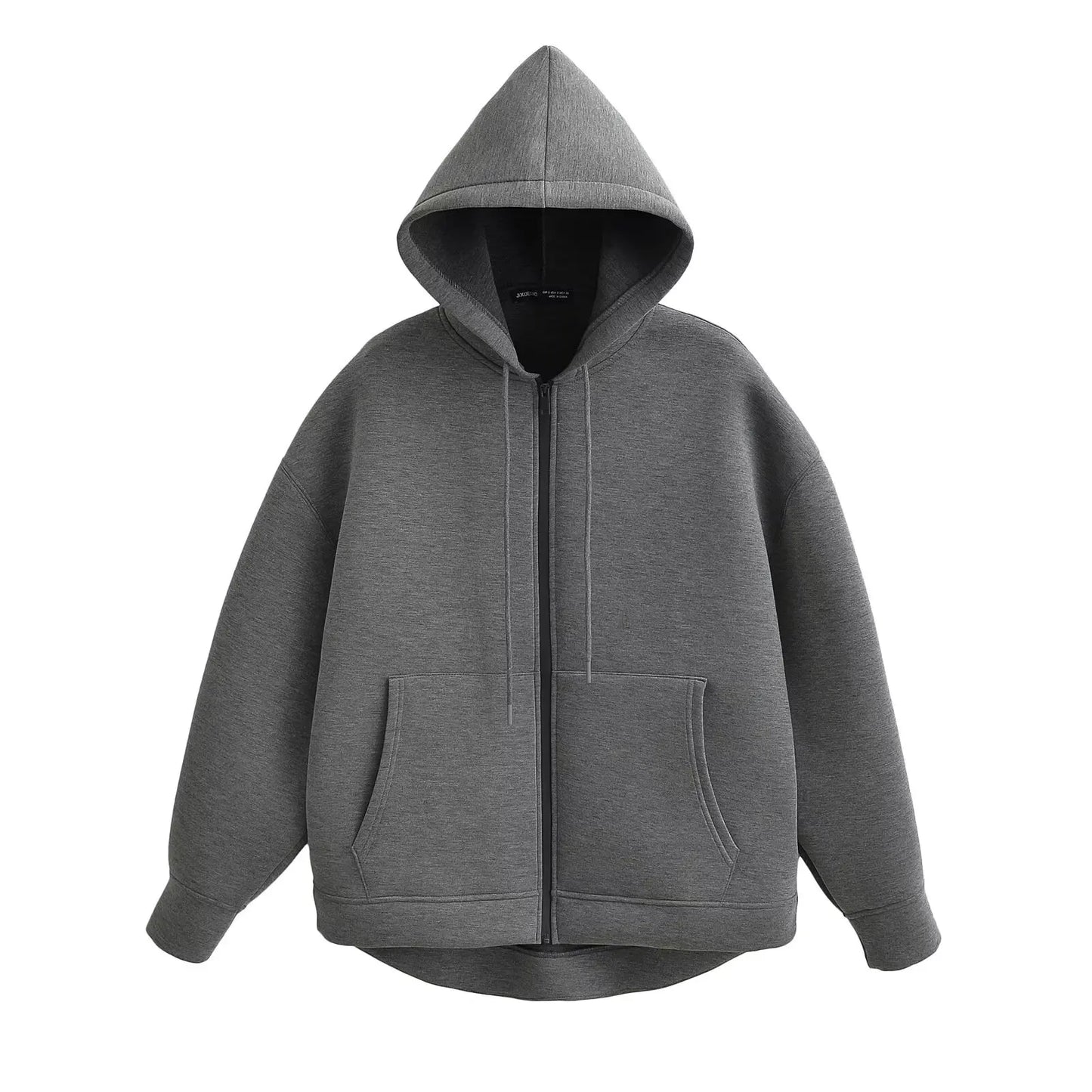 Weronika | Kobieta Oversized Przednia Kieszeń Zamek Bluzy z Kapturem