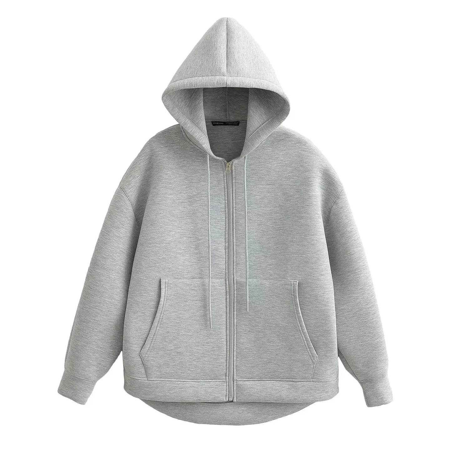 Weronika | Kobieta Oversized Przednia Kieszeń Zamek Bluzy z Kapturem