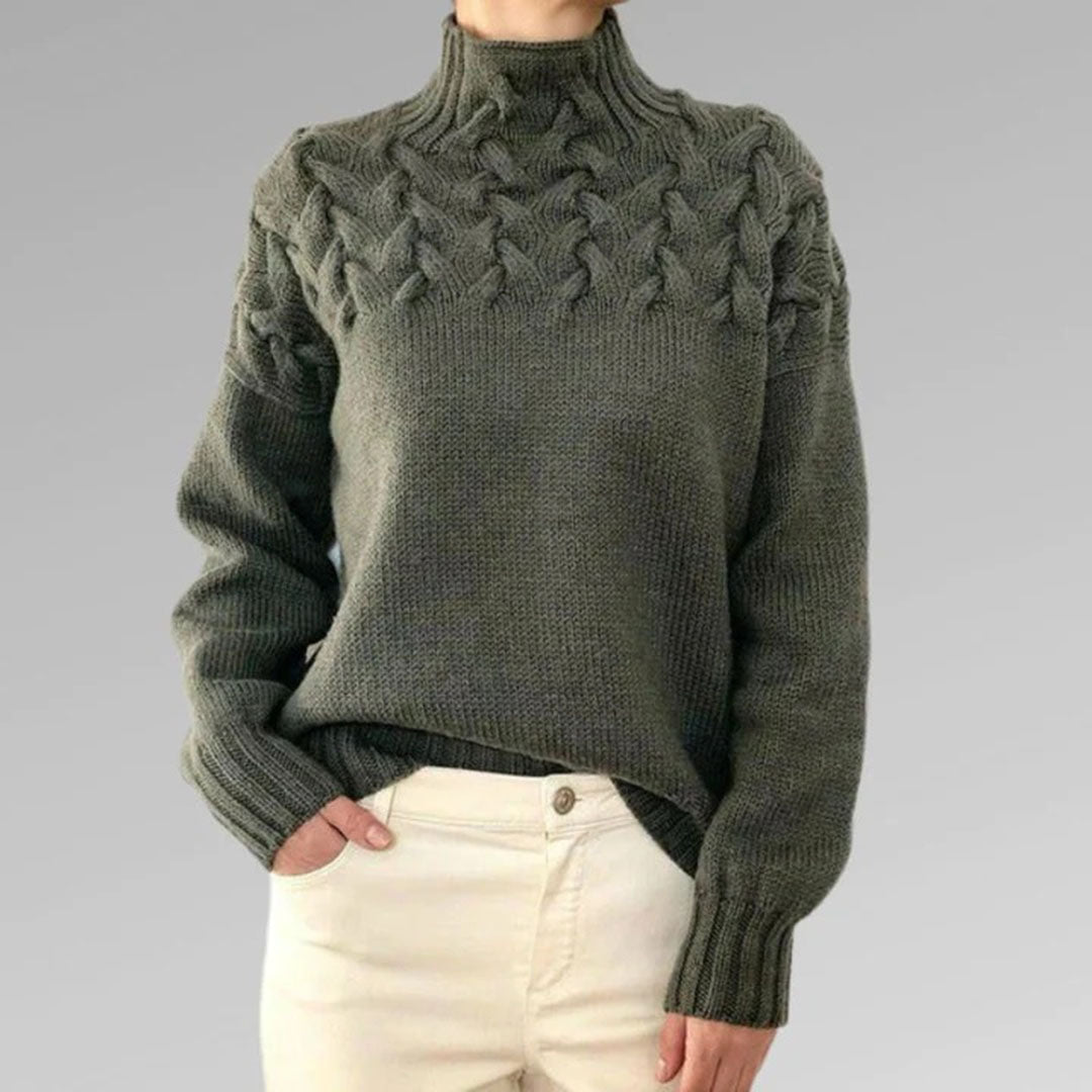 Lidia | Damski sweter z warkoczowym splotem