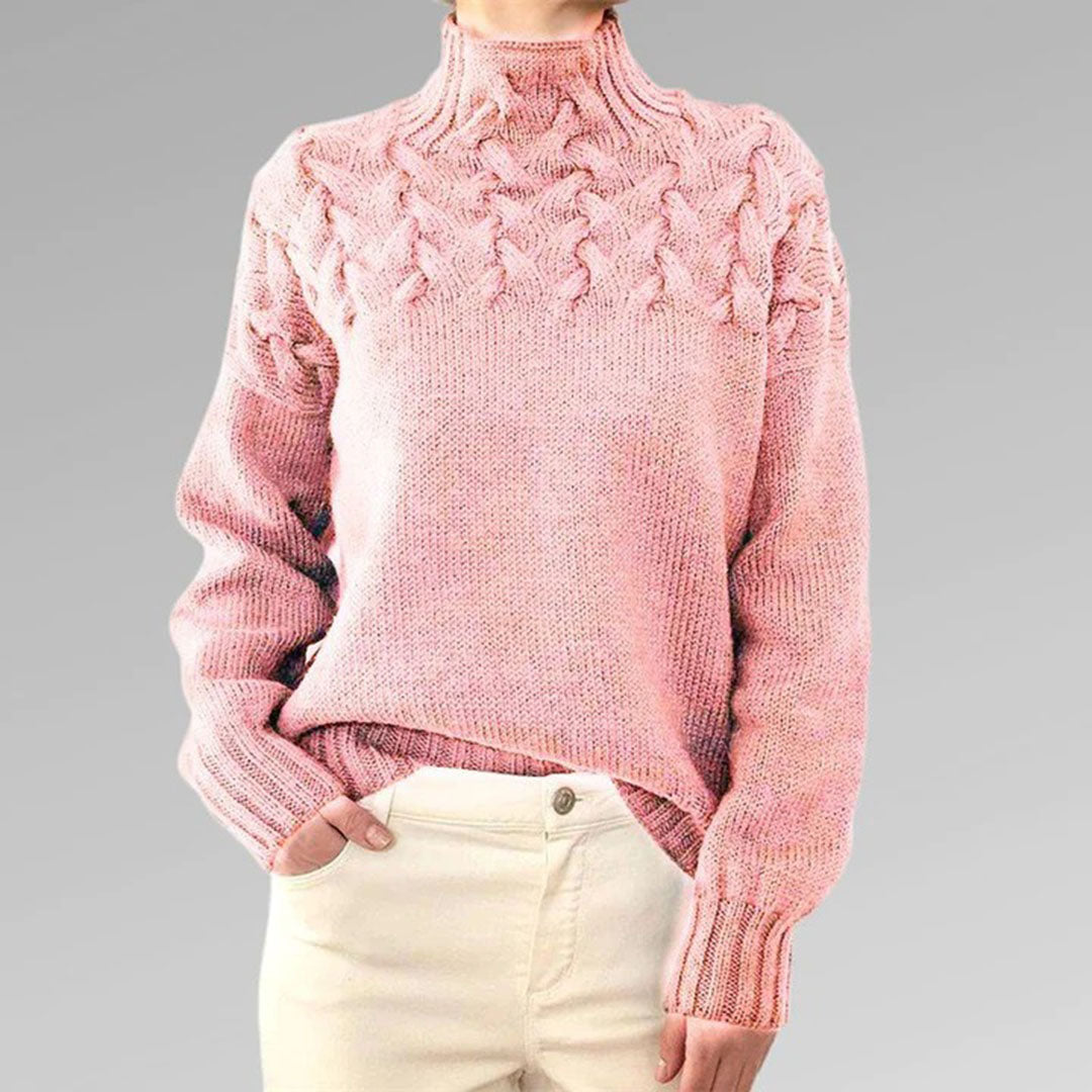Lidia | Damski sweter z warkoczowym splotem