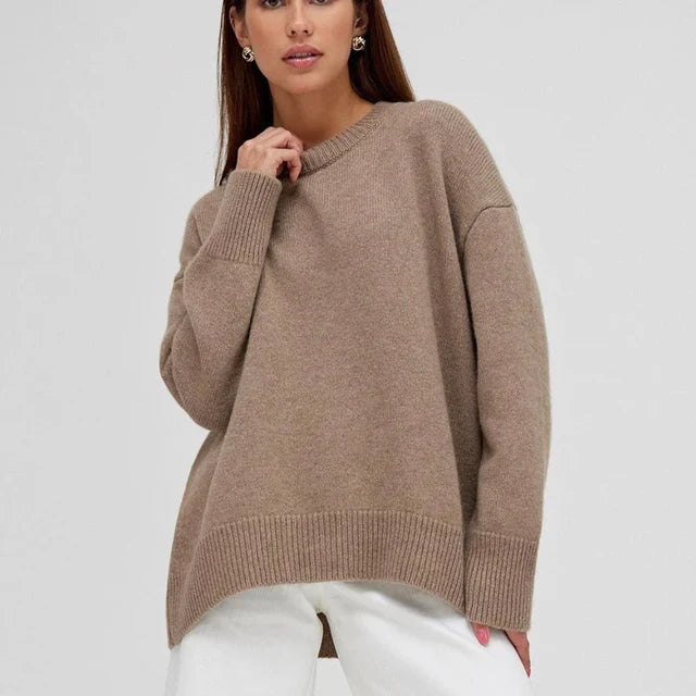 Dorota | Klasyczny damski sweter oversize z okrągłym dekoltem