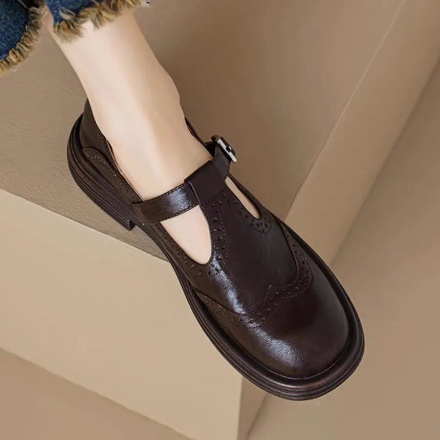 Stefania | Klasyczne Skórzane Buty T-Strap dla Kobiet