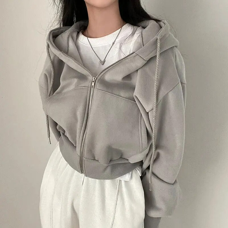 Teresa | Kobieta Zamek Oversized Krój Bluzy z Kapturem