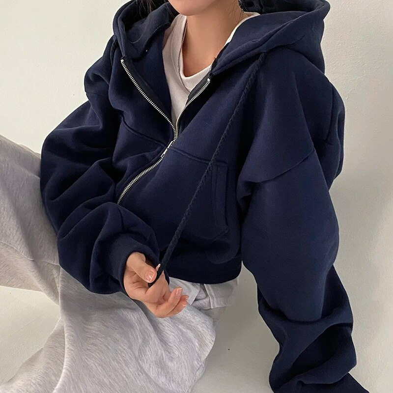 Teresa | Kobieta Zamek Oversized Krój Bluzy z Kapturem