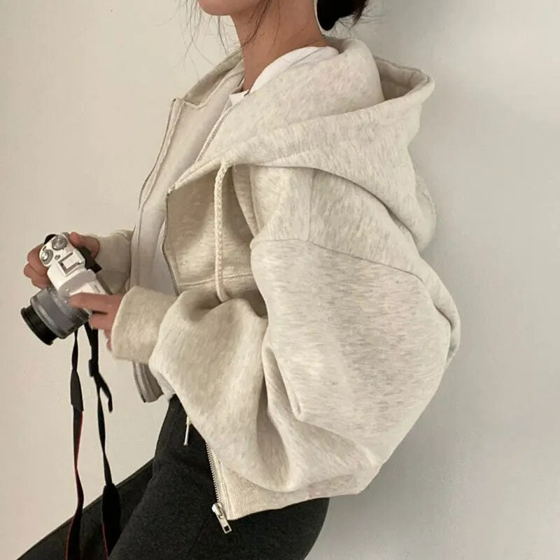 Teresa | Kobieta Zamek Oversized Krój Bluzy z Kapturem