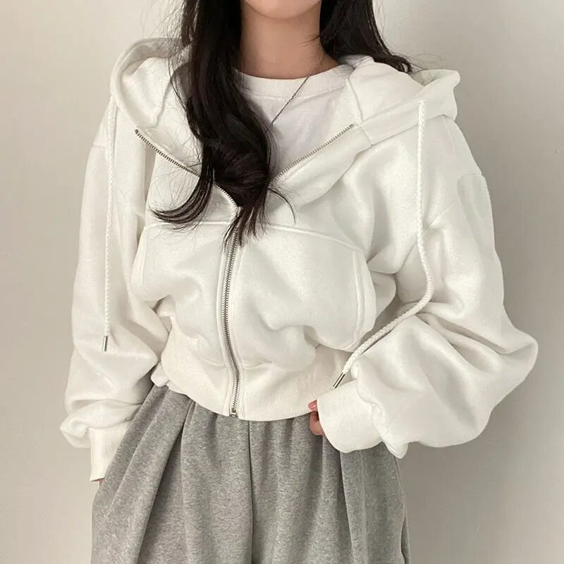 Teresa | Kobieta Zamek Oversized Krój Bluzy z Kapturem