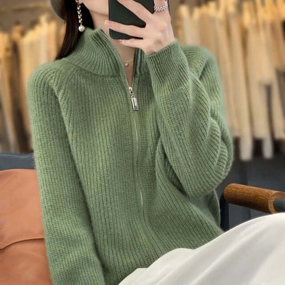 Bożena | Kobieta Zamek Przód Casual Zimowy Kardigan Sweter