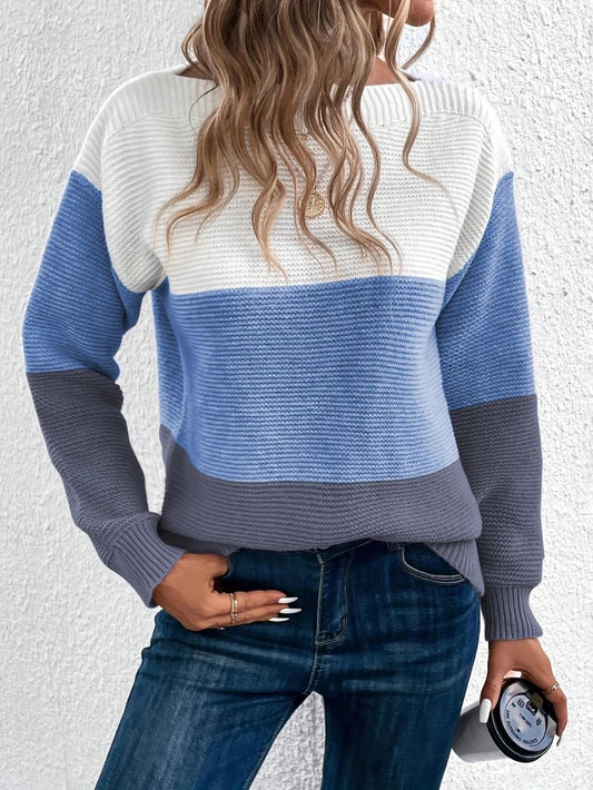 Anna | Stylowy Sweter Damski z Wieloma Blokami Kolorów