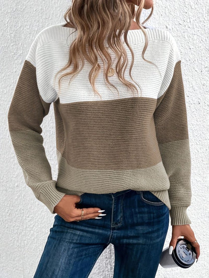 Anna | Stylowy Sweter Damski z Wieloma Blokami Kolorów