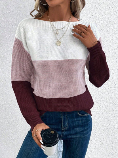 Anna | Stylowy Sweter Damski z Wieloma Blokami Kolorów