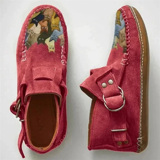 Krystyna | Damskie Codzienne Buty Wsuwane z Wzorem Kota