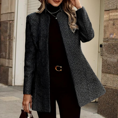 Nina | Damski Elegancki Długi Płaszcz w Kratę