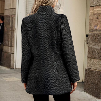 Nina | Damski Elegancki Długi Płaszcz w Kratę
