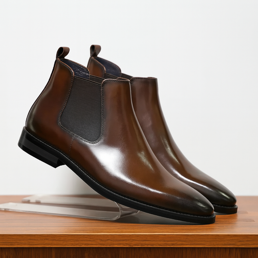 Damian | Męskie Skórzane Buty Slip-On
