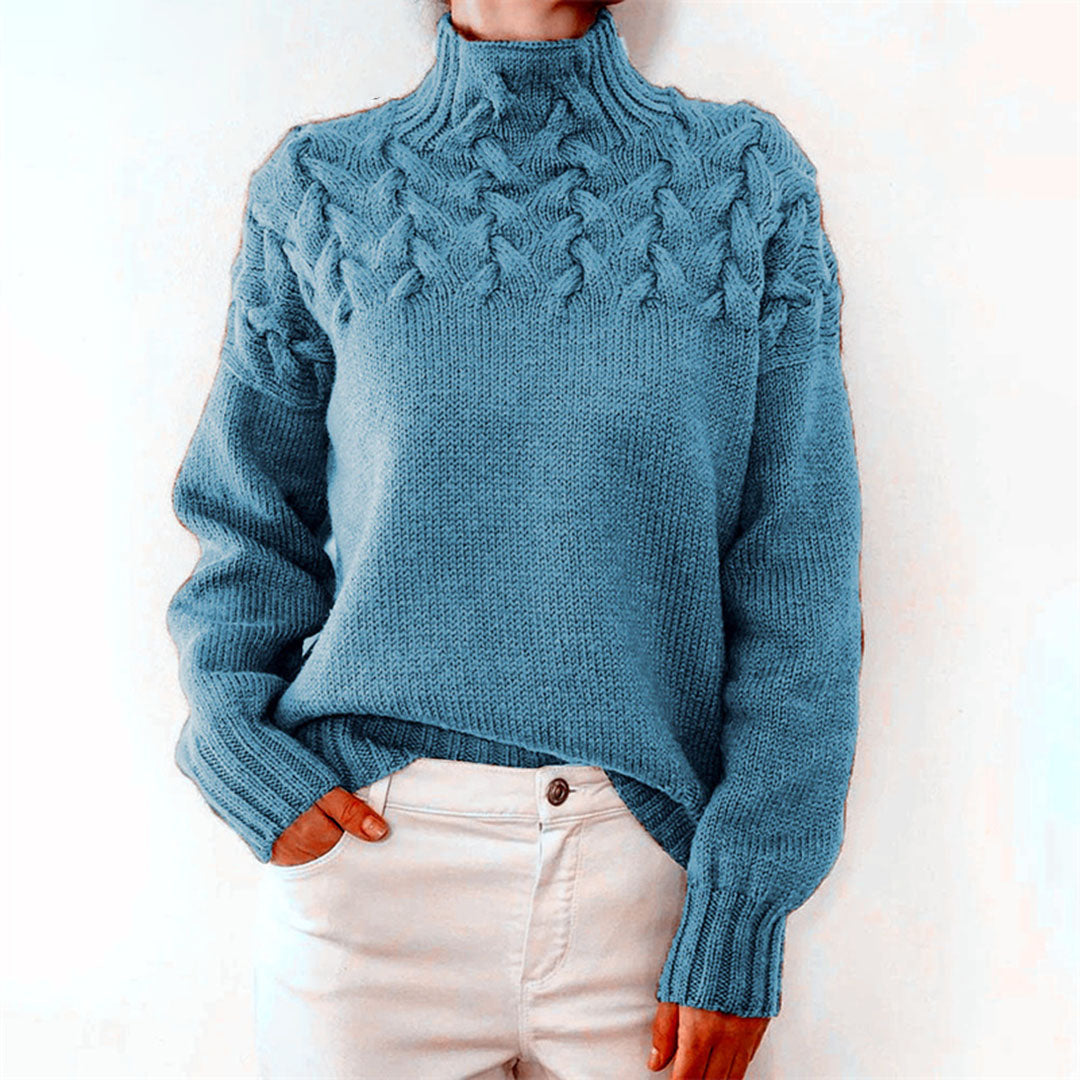 Agata | Damski Zimowy Sweter z Golfem Dzianinowy