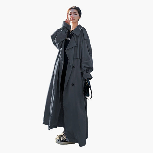 Bogumiła | Damski długi płaszcz streetwear o luźnym kroju