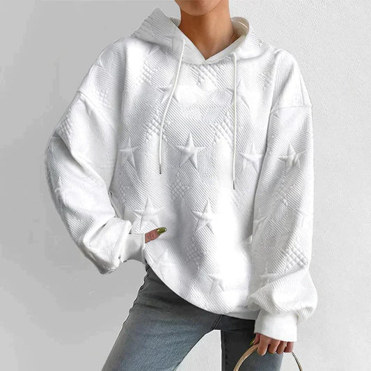 Zuzanna | Kobieta Teksturowany Wzór Oversized Krój Bluzy z Kapturem