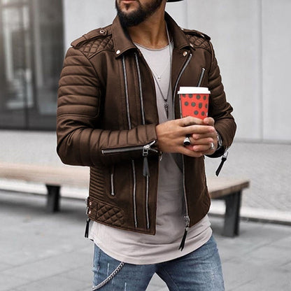 Artur | Męska pikowana skórzana kurtka w stylu biker