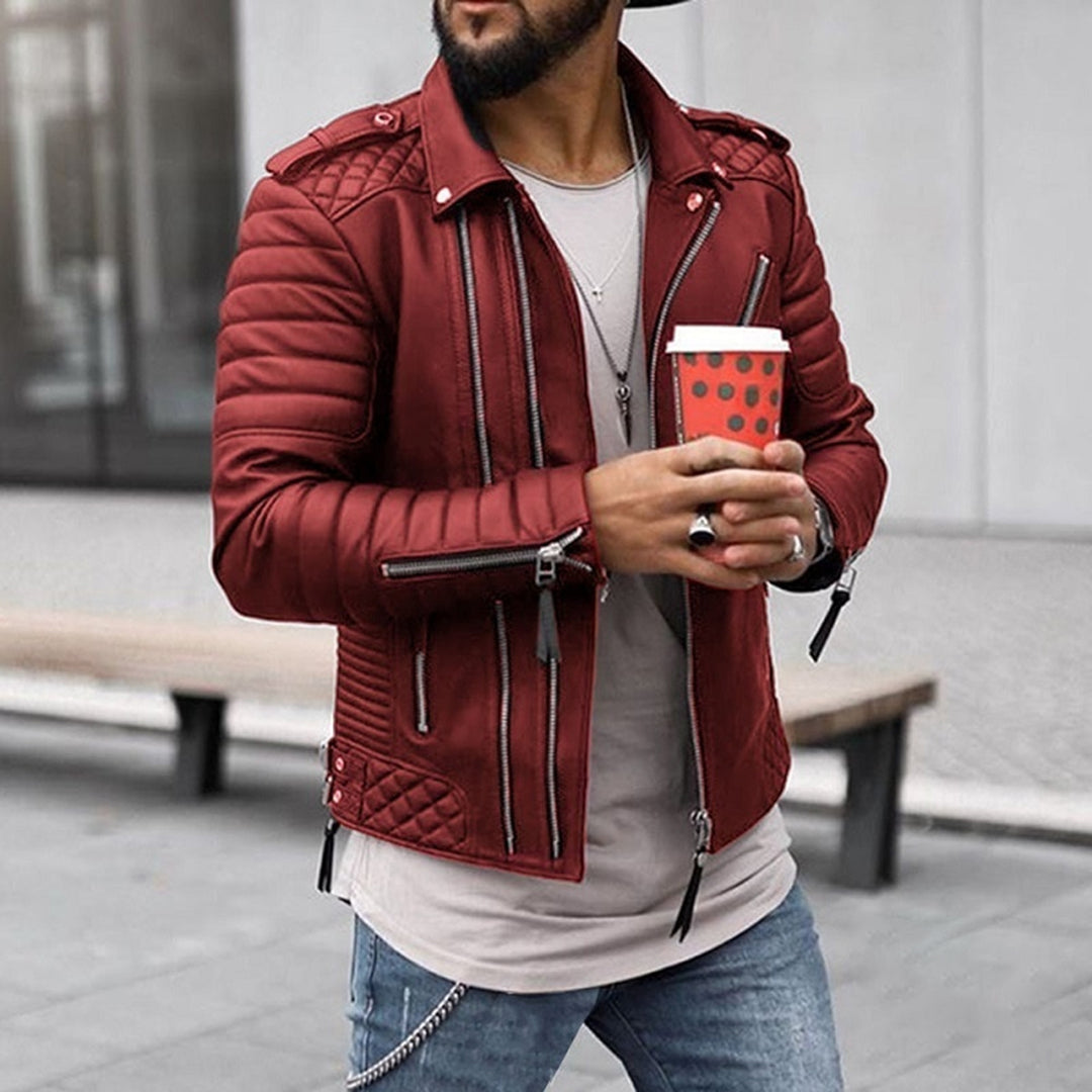 Artur | Męska pikowana skórzana kurtka w stylu biker