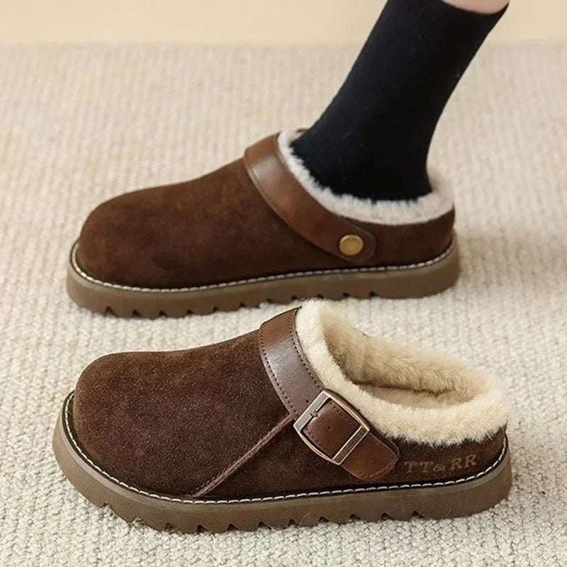 Stefania | Damskie Zimowe Ciepłe Klapki Slip-On na Co Dzień