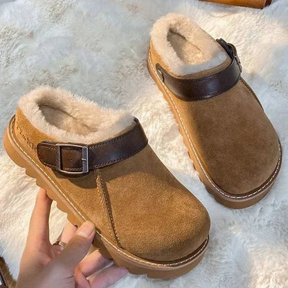 Stefania | Damskie Zimowe Ciepłe Klapki Slip-On na Co Dzień