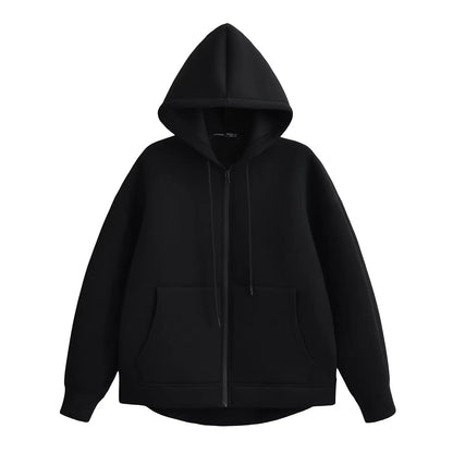 Weronika | Kobieta Oversized Przednia Kieszeń Zamek Bluzy z Kapturem