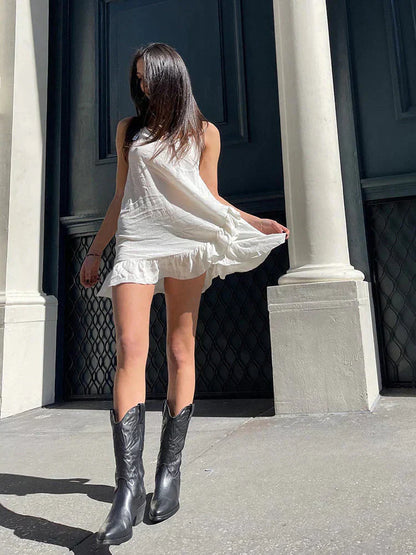 Małgorzata | Damskie Kowbojskie Buty na Obcasie w Stylu Western