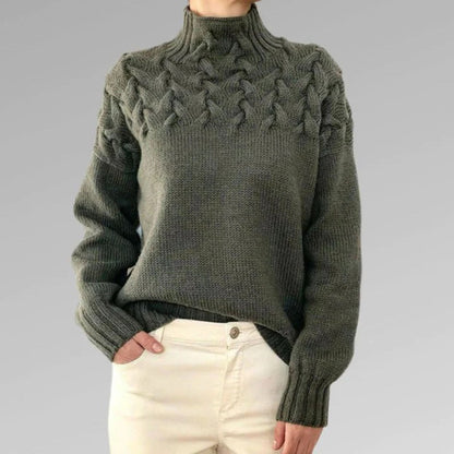 Lidia | Damski sweter z warkoczowym splotem