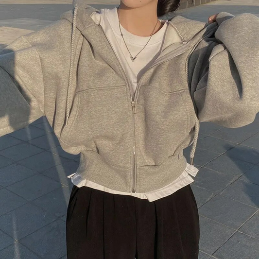 Teresa | Kobieta Zamek Oversized Krój Bluzy z Kapturem