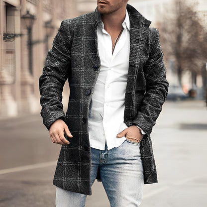 Norbert | Męski Elegancki Długi Płaszcz Zimowy z Guzikami
