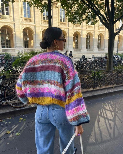 Dorota | Kobieta Oversized Wzór Dzianiny Zimowy Kardigan